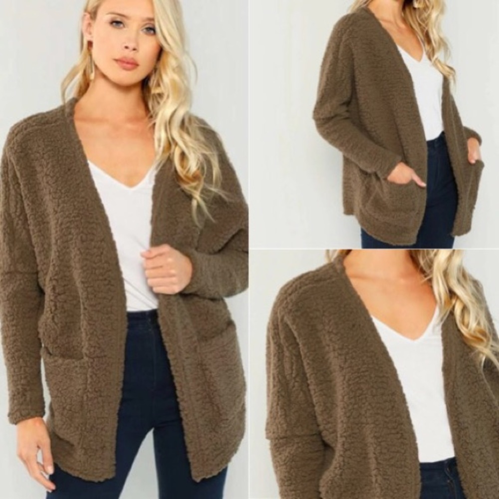 Open Front Teddy Coat